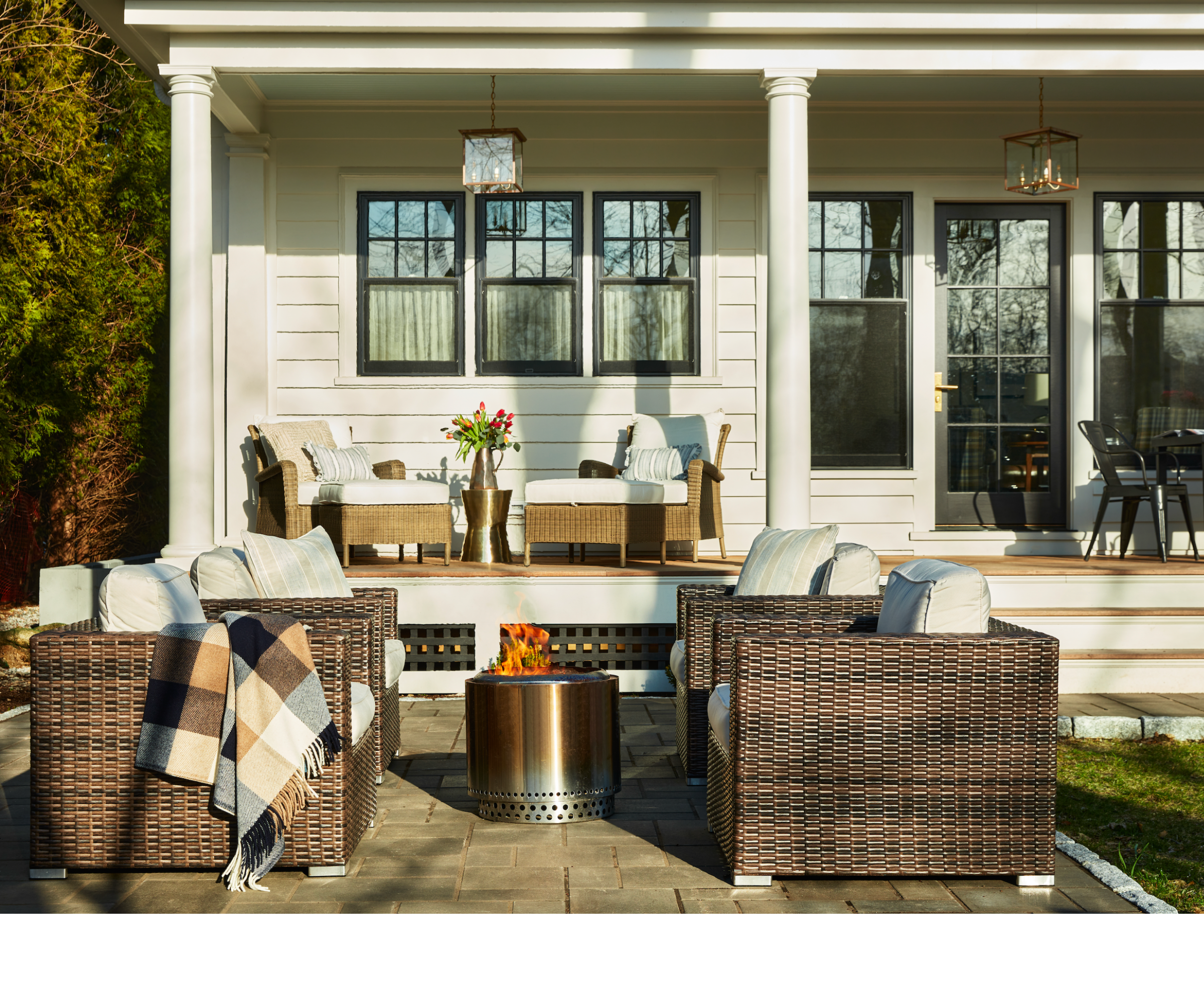 outdoor seating area around fire pit