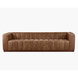 Forte channelled saddle leather sofa