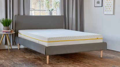 Eve mattress on bed in grey bedroom for eve mattress deals 