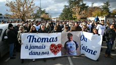A march takes place in tribute to Thomas, a teenager who was killed in Romans-sur-Isère in November