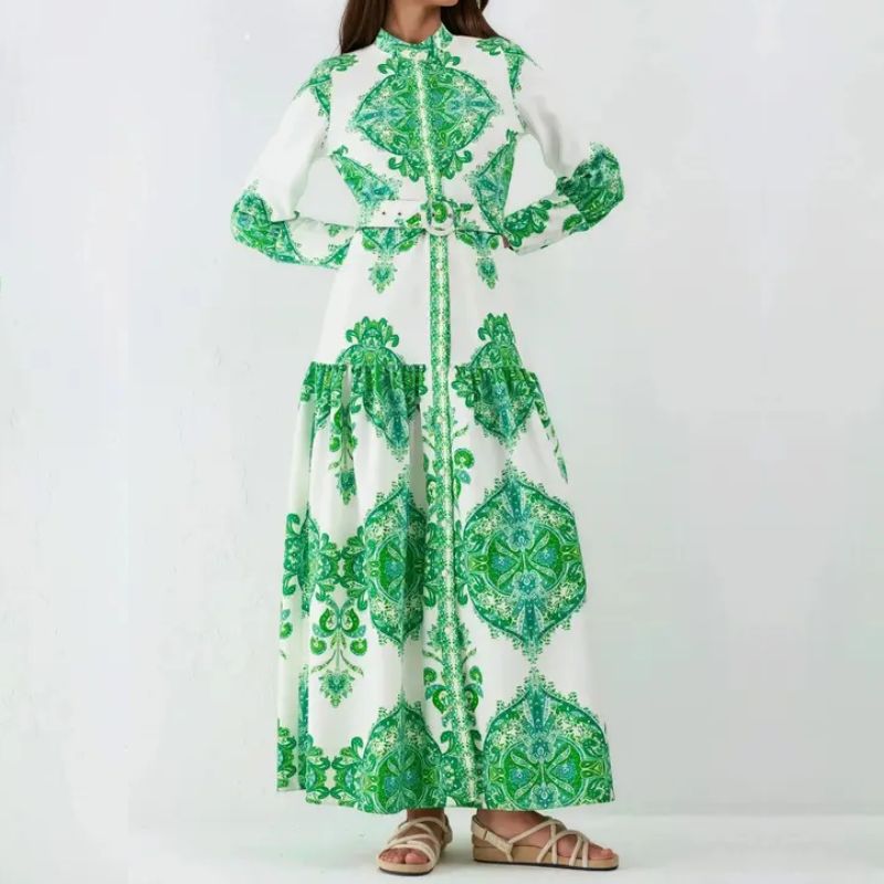 green floral shirt dress