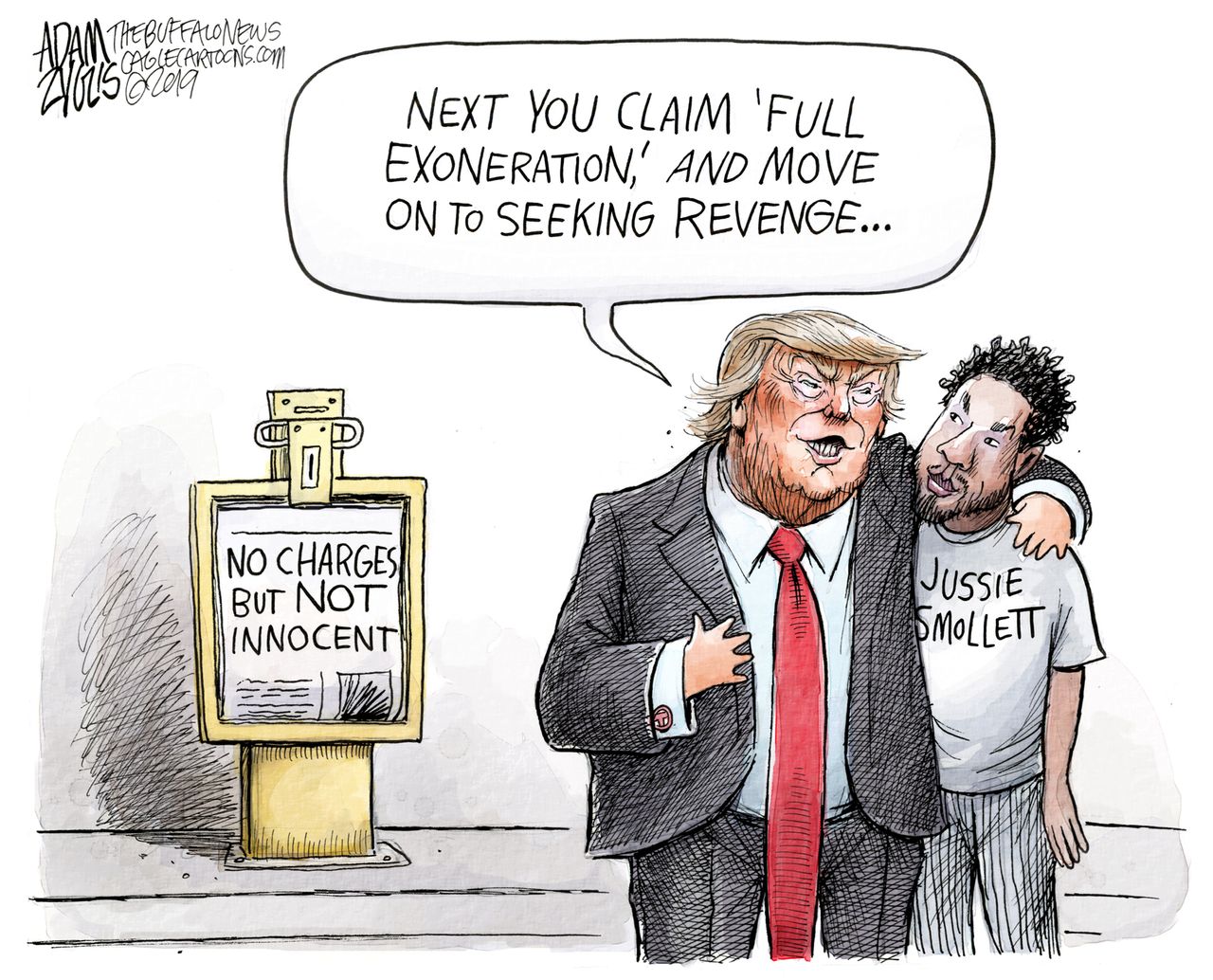 Political cartoon Trump Mueller report Jussie Smollett