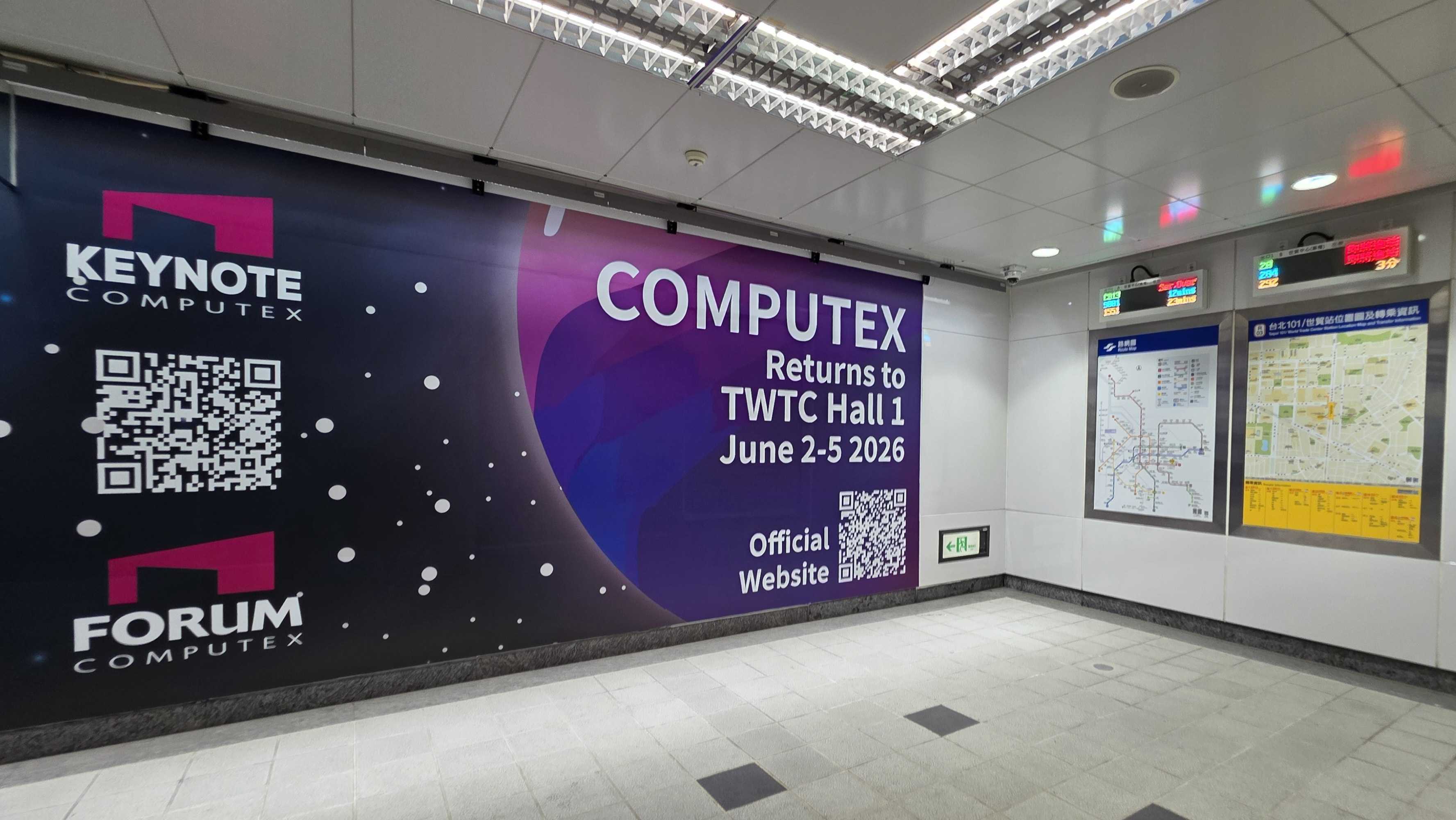A sign announcing Computex 20266 running from June 2-5, 2026.