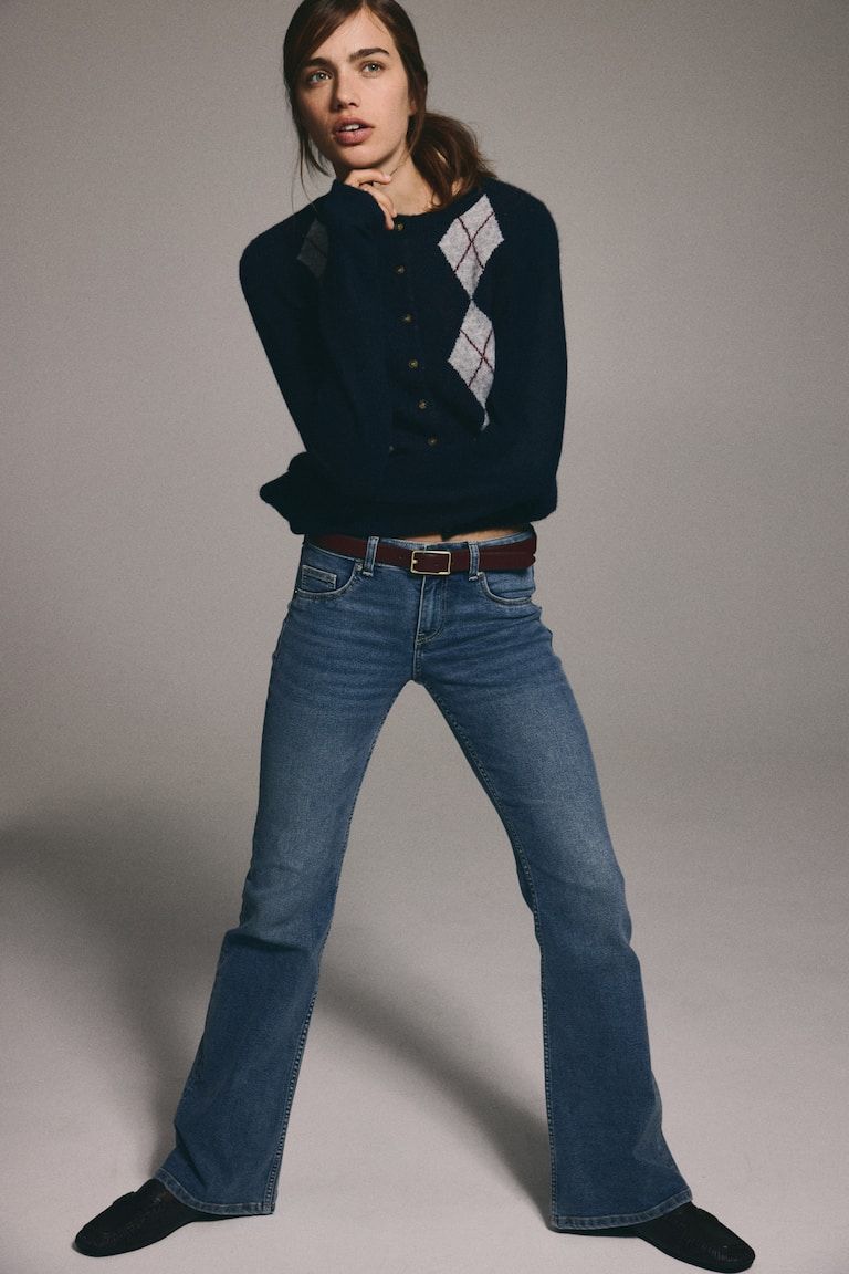Low Rise Flared Leg Jeans