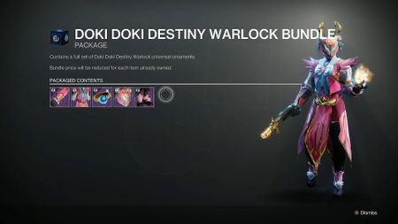 Destiny 2 Doki Doki Destiny armor ornament bundle for Warlocks