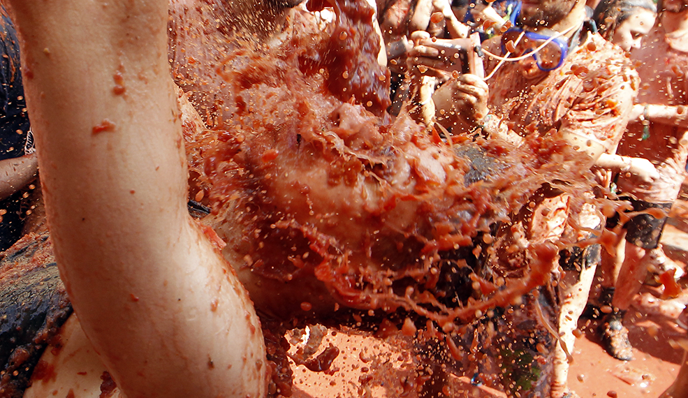 Tomato fight in Spain.