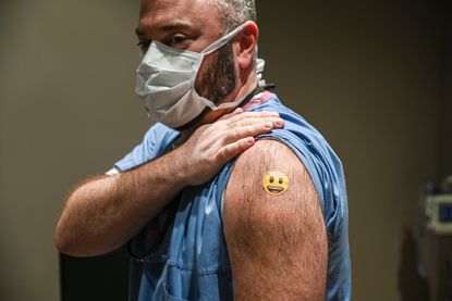 A medical worker who was vaccinated