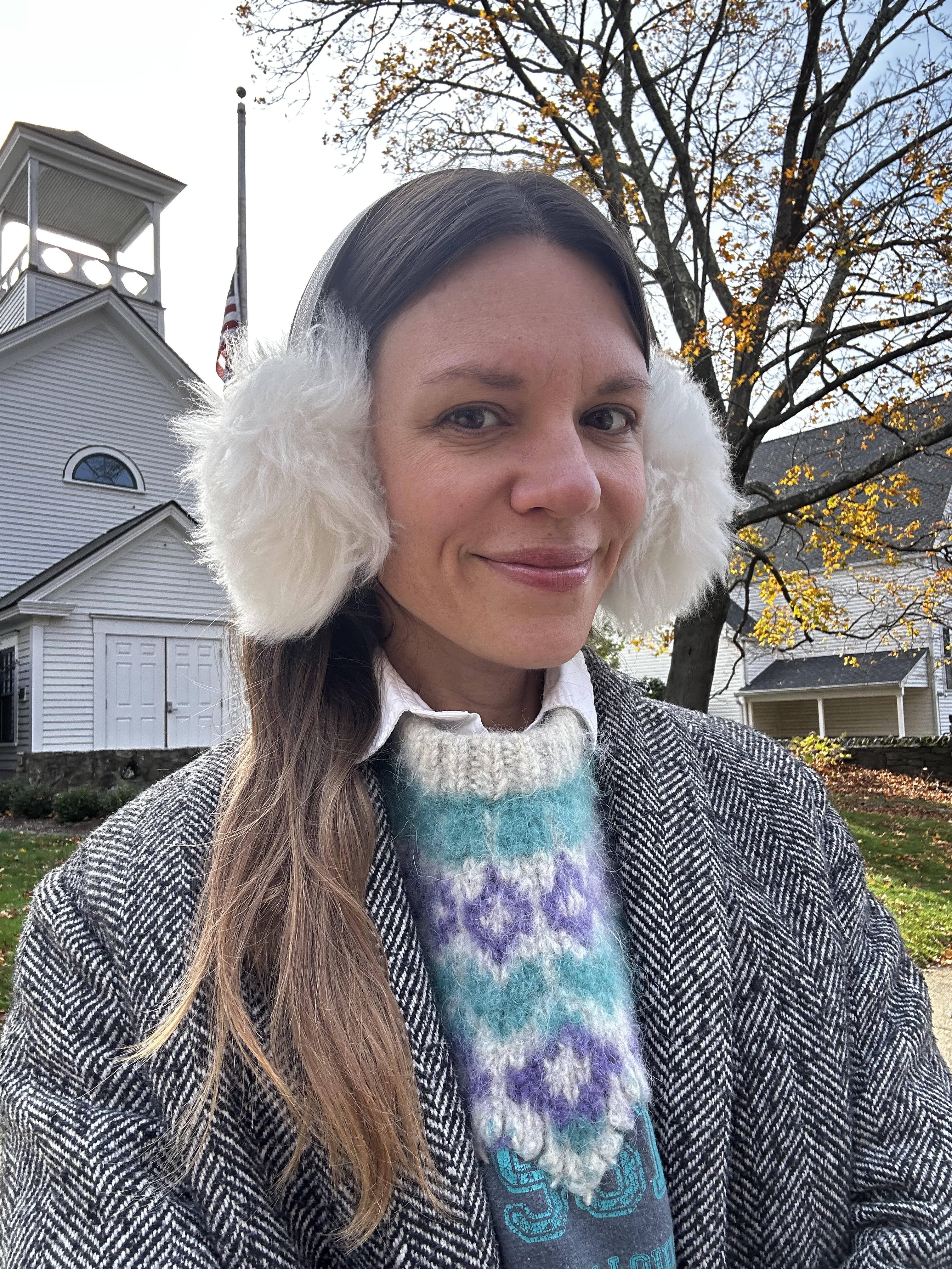 Julia Gall wearing winter hats