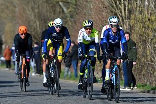 Van der Hoorn and his legwarmers in the breakaway at Kuurne-Brussel-Kuurne