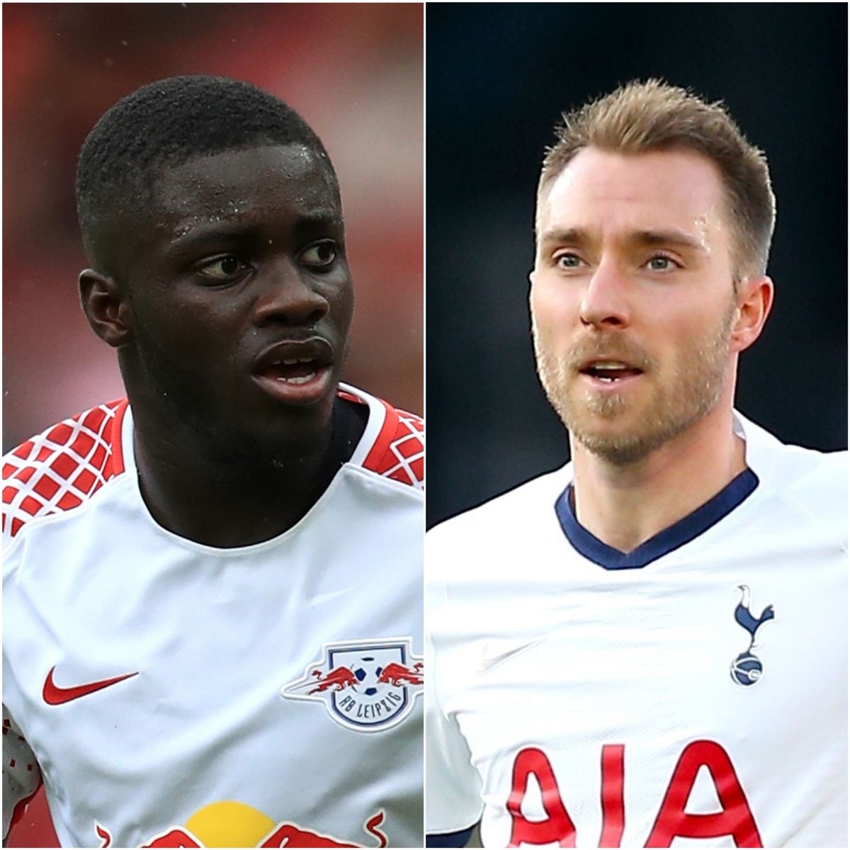 Dayot Upamecano and Christian Eriksen