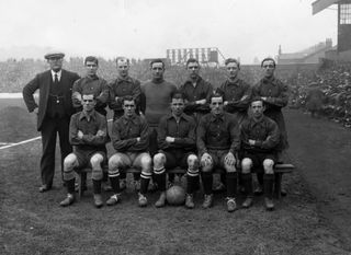 Harry Chambers (second from right, bottom row) pictured in a North England XI in February 1921.