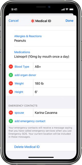 iPhone medical emergency contact