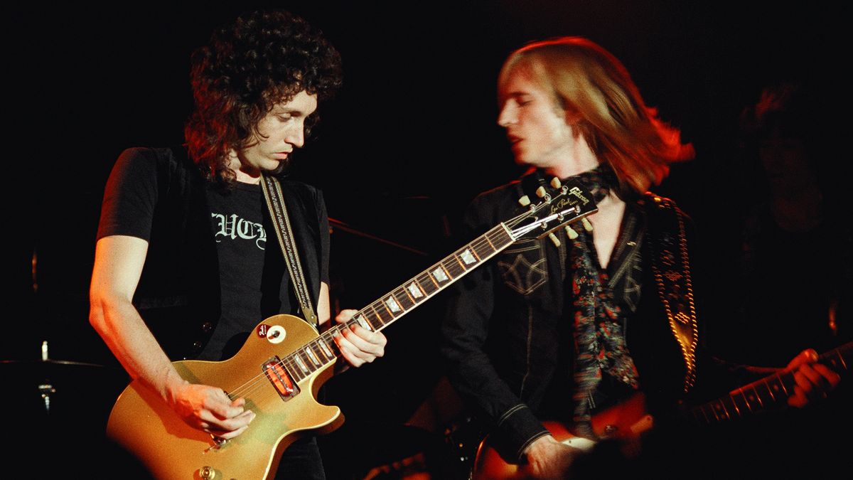 Mike Campbell and Tom Petty of Tom Petty and the Heartbreakers perform live at The Old Waldorf Nightclub in 1977 in San Francisco, California. 