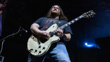 Wolfgang Van Halen of Mammoth performs at Little Caesars Arena on November 20, 2024 in Detroit, Michigan.