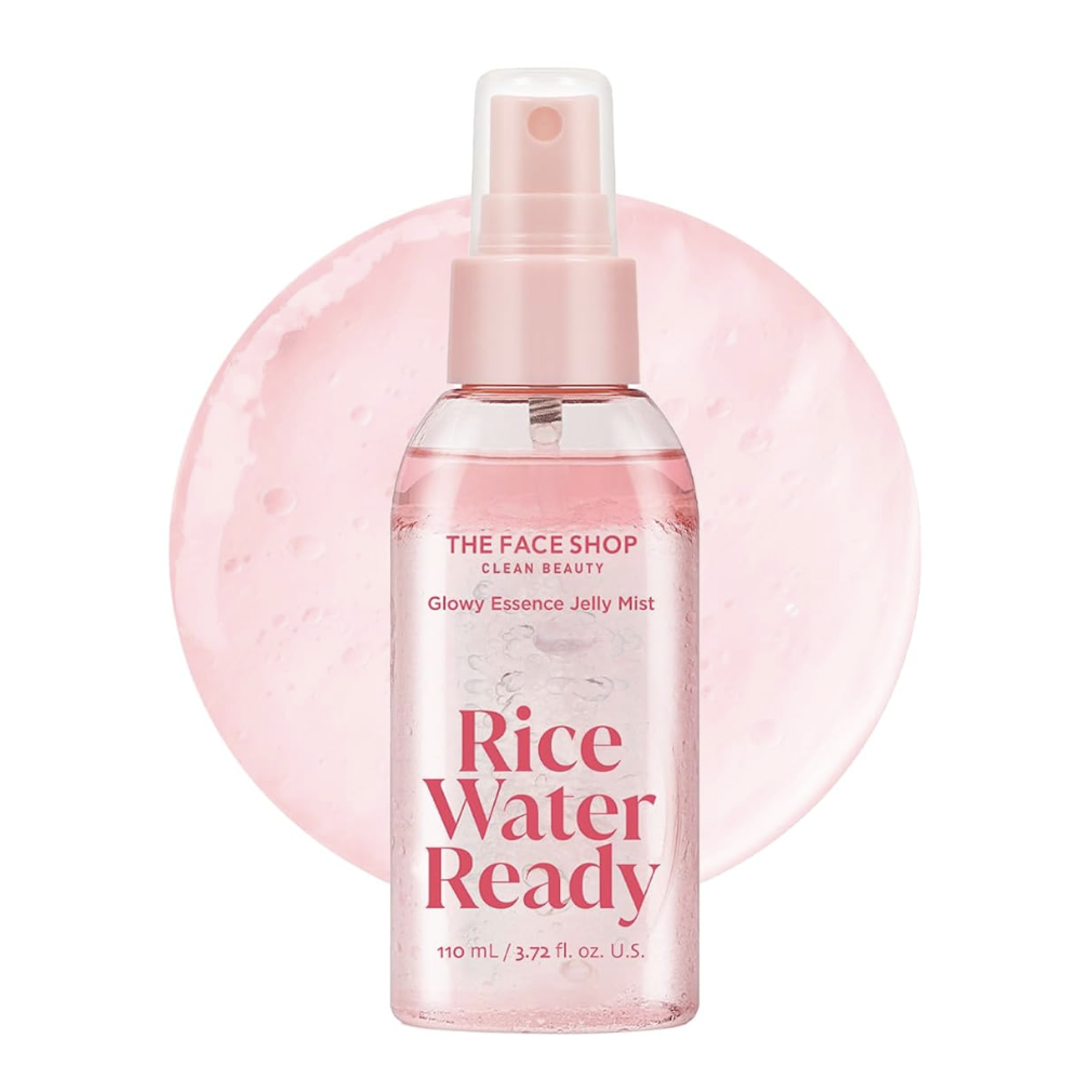 The Face Shop Rice Water Ready Glowy Essence Jelly Mist, Korean Skin Care, Skin Prep for Makeup With Peptides, Hydrating &amp;amp; Boosts Radiance