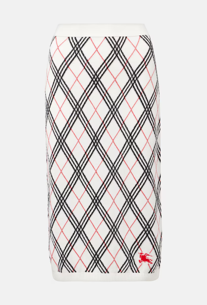 An example of a Burberry argyle knit skirt, a staple of preppy fashion. 