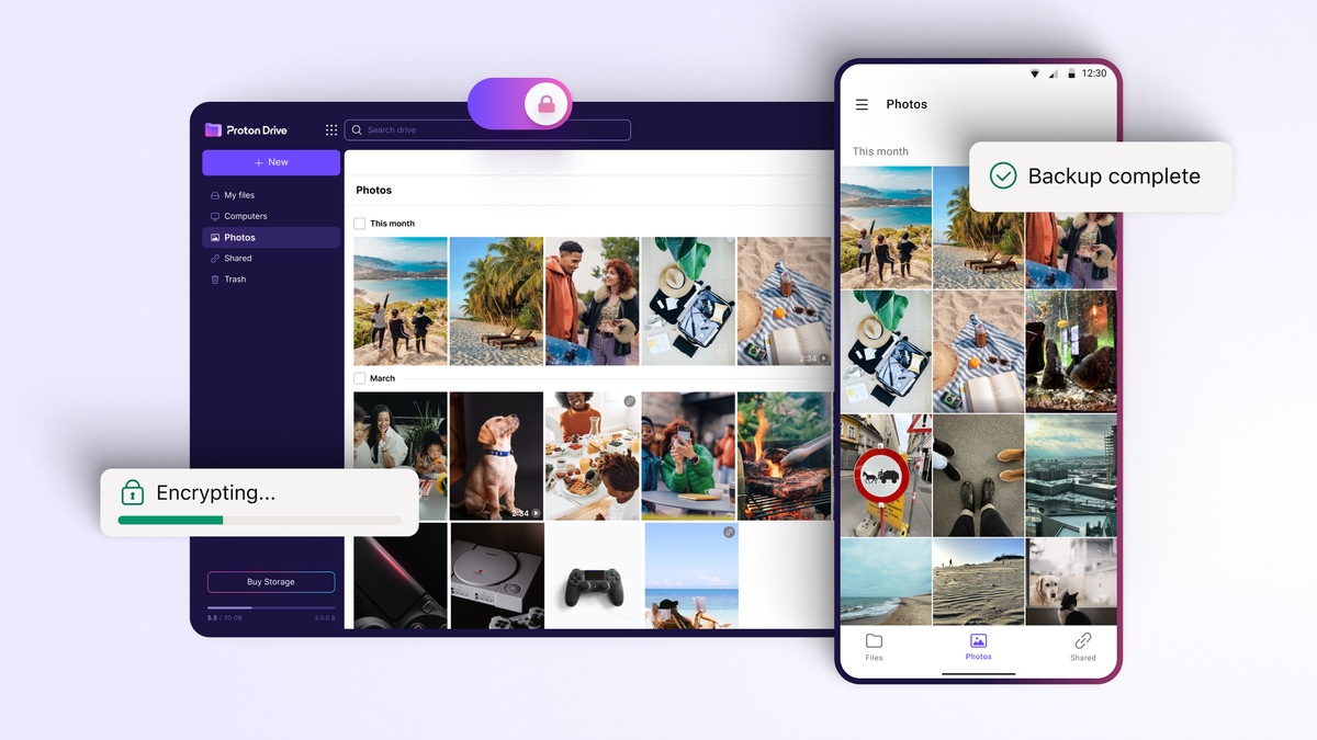 Proton Drive new feature for backing up photos on Android smartphone, promo image