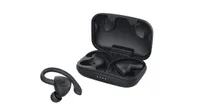 JAM Audio TWS Athlete buds and case, in black on white background