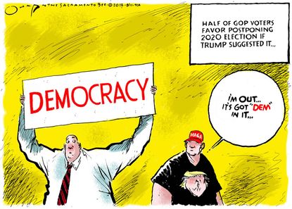 Political cartoon U.S. Trump voters 2020 election democracy