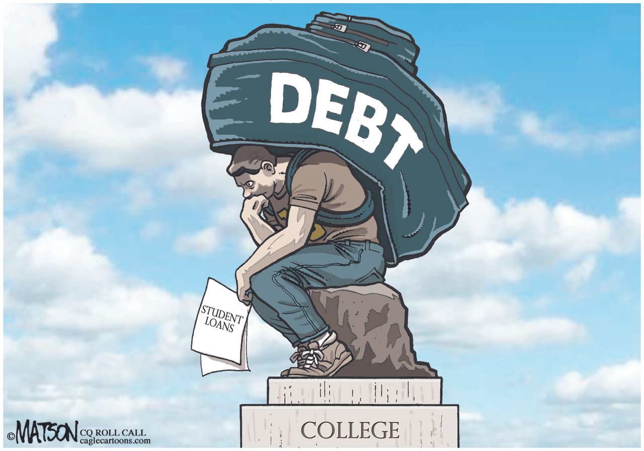 Political cartoon U.S. College student debt