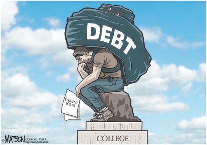 Political cartoon U.S. College student debt