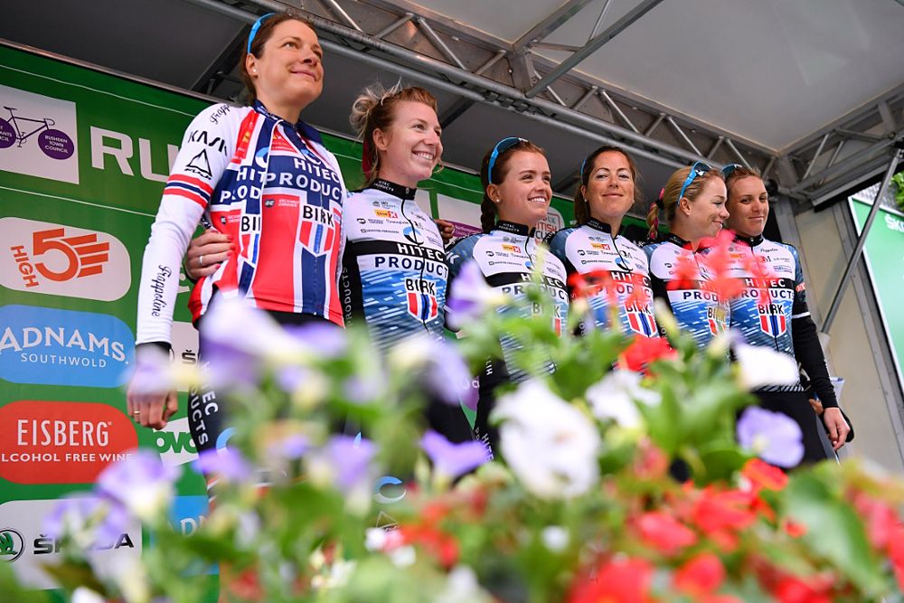 Hitec team at the start of stage 2 of the OVO Energy Women's Tour