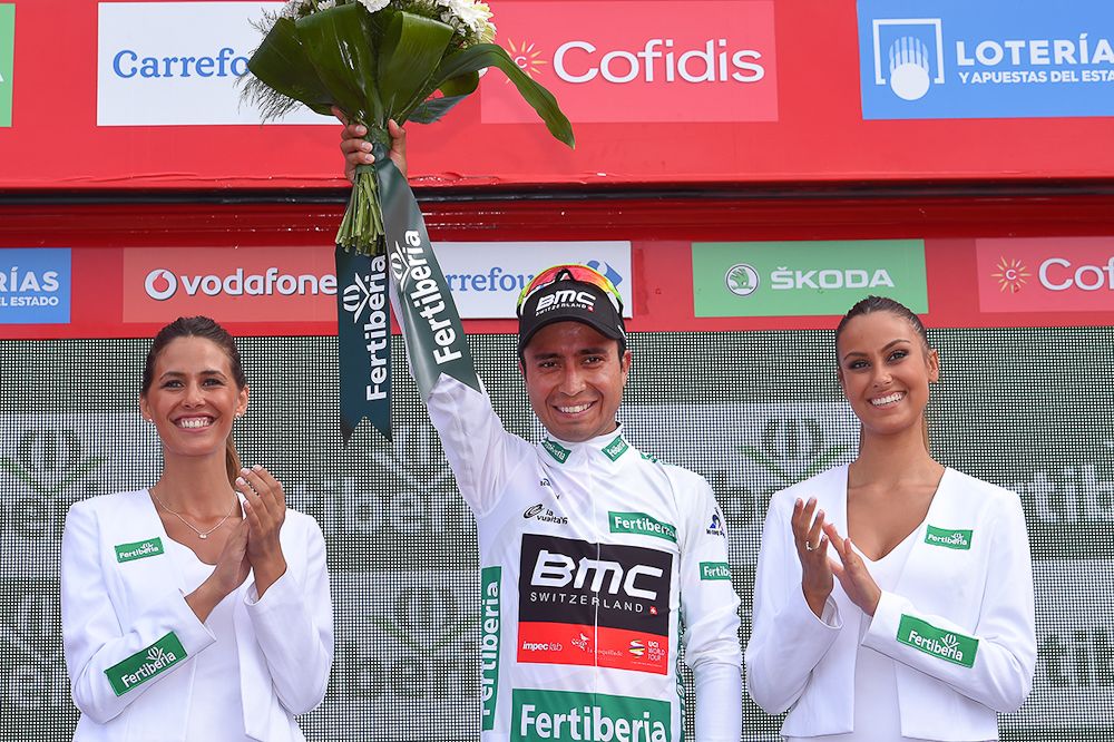 Darwin Atapuma in white after stage 4 at the Vuelta
