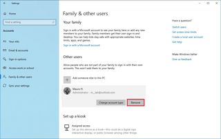 Family & other people settings remove account option