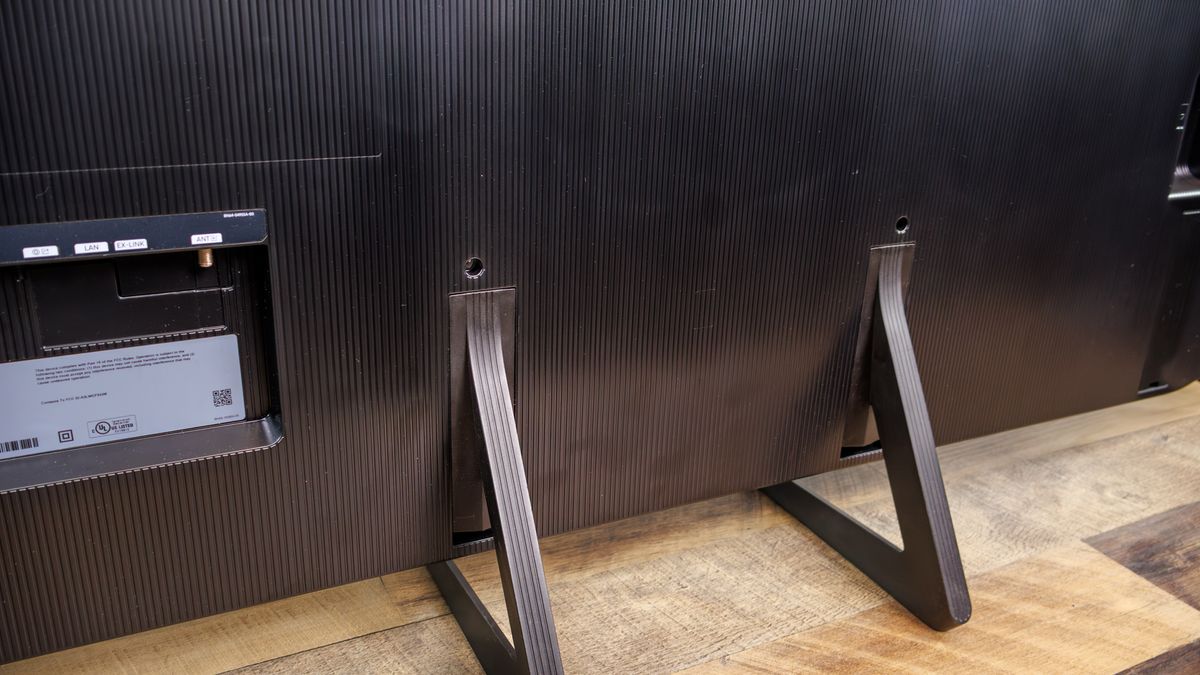 The legs on the back of a Samsung S85H OLED TV