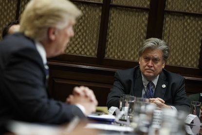 Stephen Bannon and Donald Trump in the Roosevelt Room