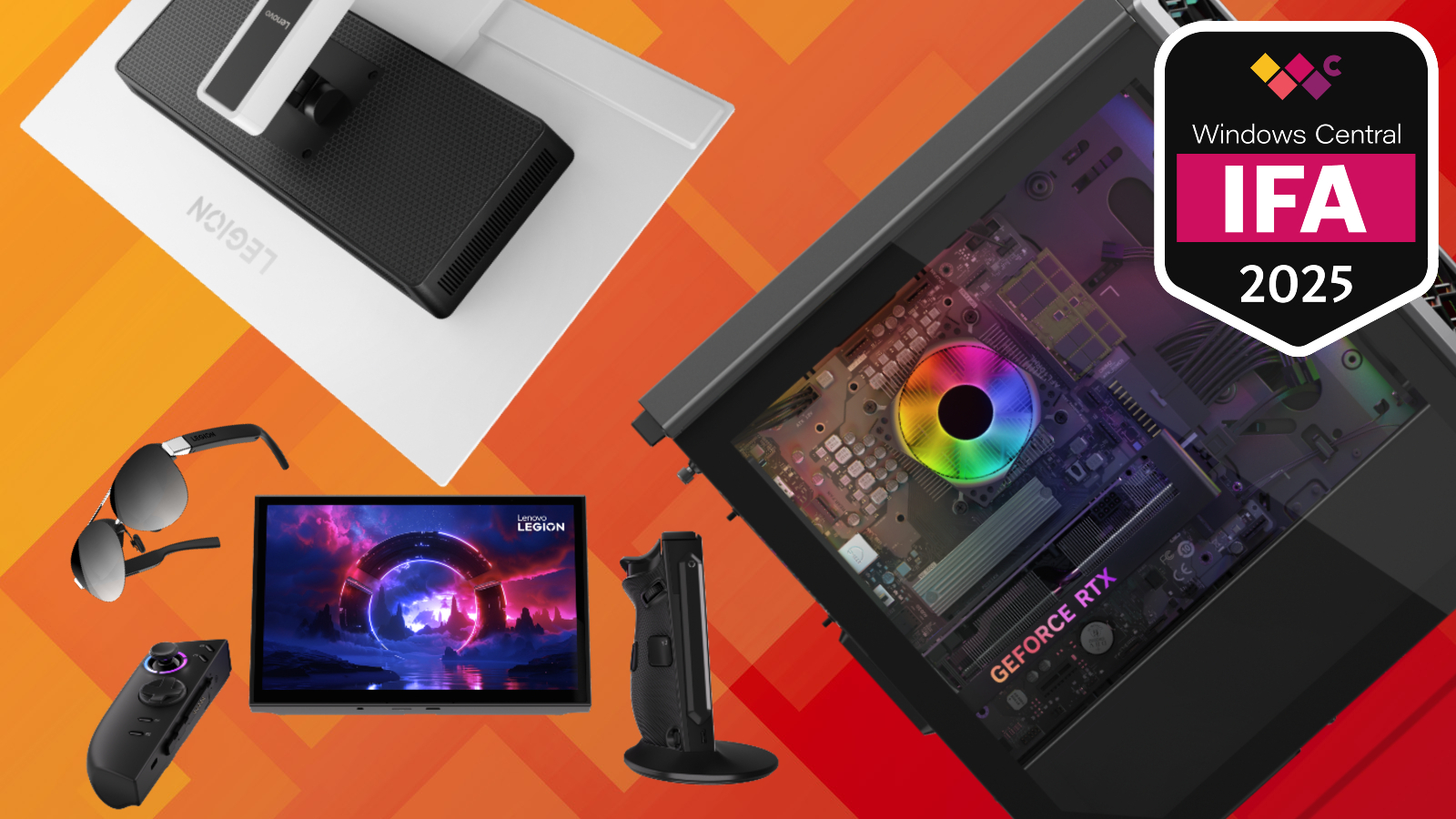 The Lenovo LOQ Tower 26 (Gen 10), Lenovo Legion Pro 32UD-10, Lenovo Legion Glasses 2, and Lenovo Legion Go (Gen 2) from IFA 2025.