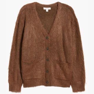 brown fuzzy cardigan