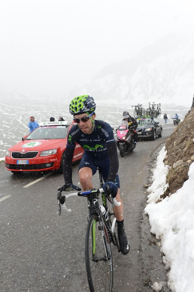 Giovanni Visconti (Movistar Team) rides up the Galibier