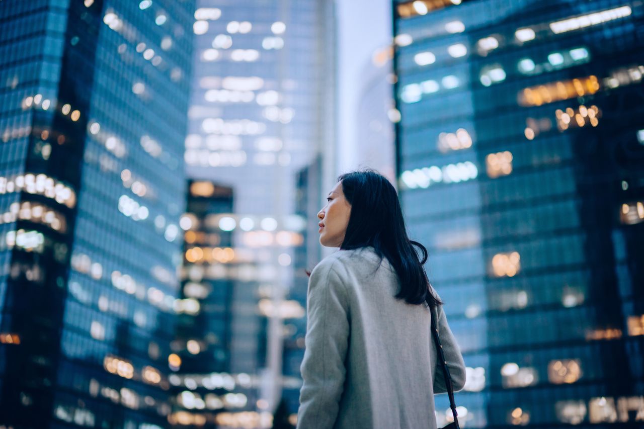 Businesswoman in a cityscape