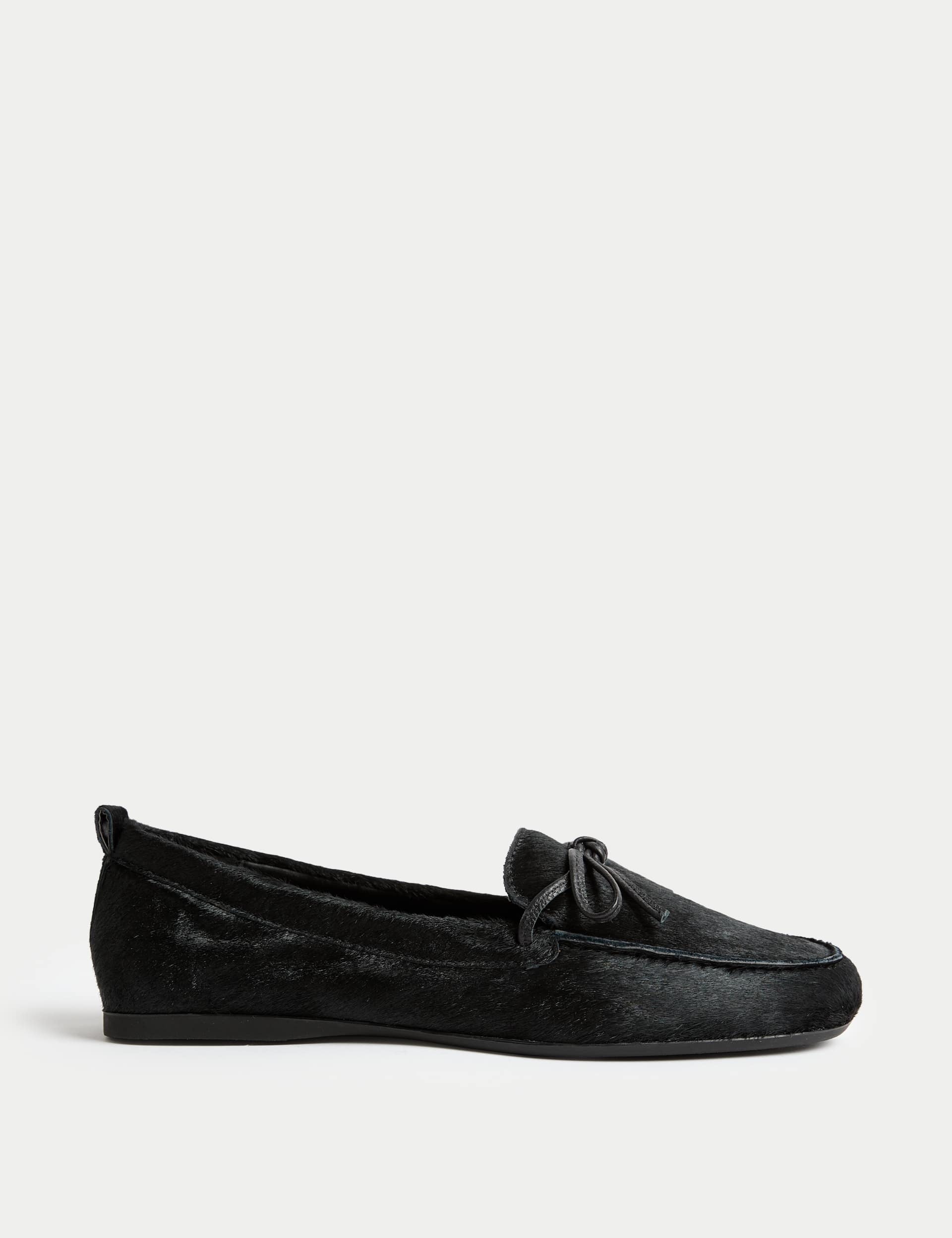Leather Bow Flat Boat Shoes