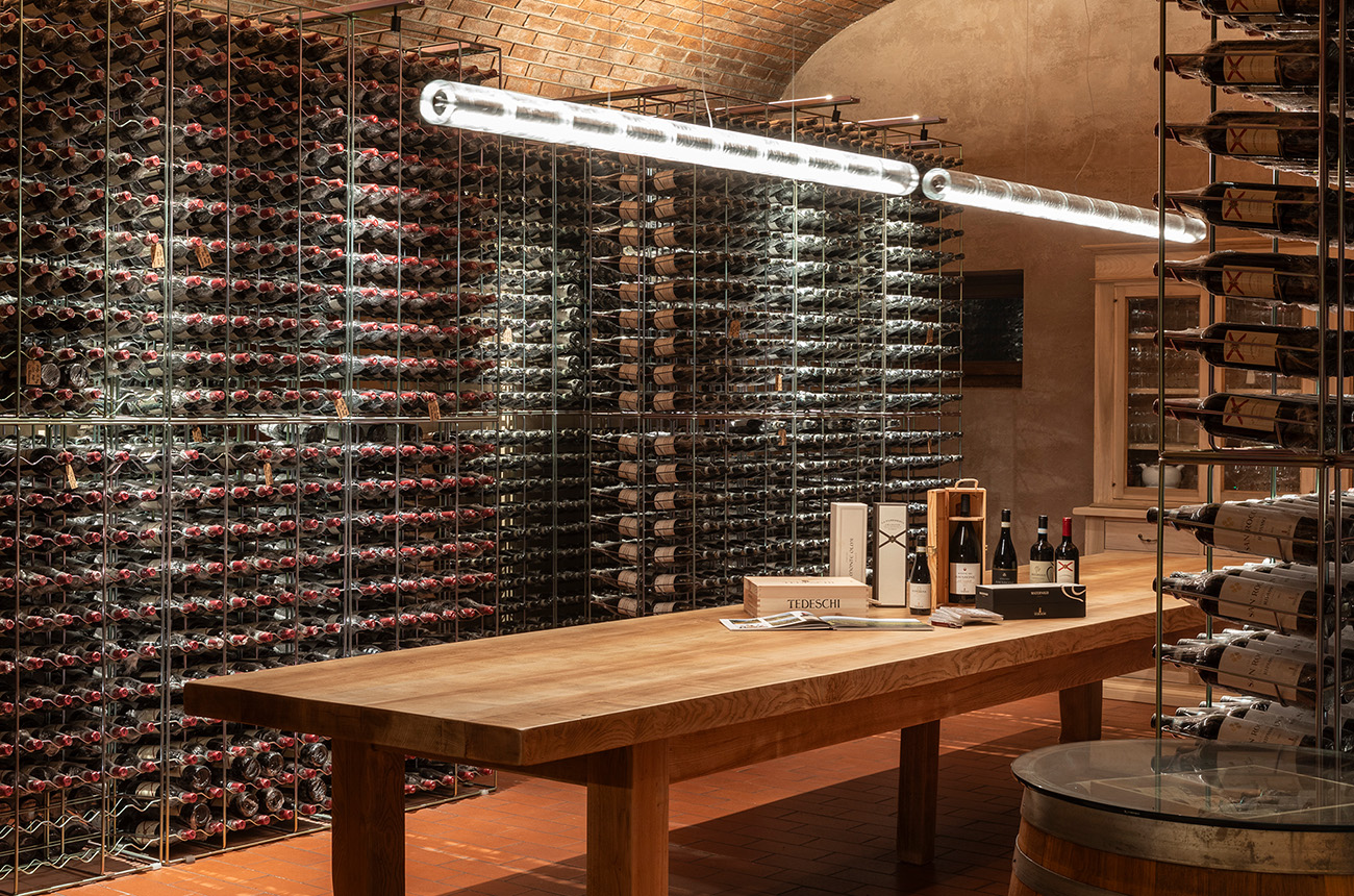 The cellar tasting room at Tedeschi in Valpolicella. Amarone