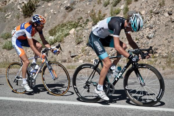 Andy Schleck (Leopard Trek) with head down and going hard.