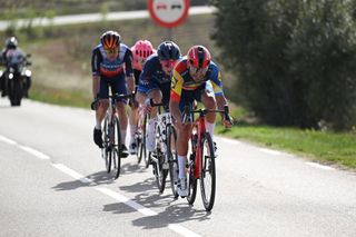 VILADECANS SPAIN MARCH 22 Jacopo Mosca of Italy and Team LidiTrek competes in the breakaway during the 103rd Volta Ciclista a Catalunya 2024 Stage 5 a 1673km stage from Altafulla to Viladecans UCIWT on March 22 2024 in Viladecans Spain Photo by David RamosGetty Images