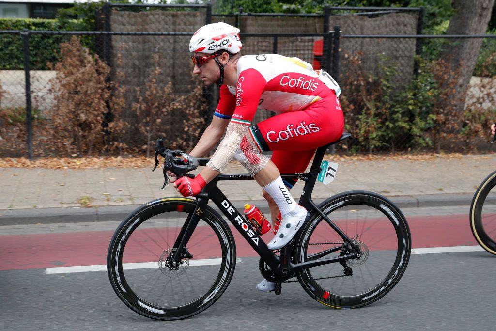 HOOGERHEIDE NETHERLANDS SEPTEMBER 01 Elia Viviani of Italy and Team Cofidis competes during the 17th Benelux Tour 2021 Stage 3 a 1683km stage from Essen to Hoogerheide BeneluxTour on September 01 2021 in Hoogerheide Netherlands Photo by Bas CzerwinskiGetty Images
