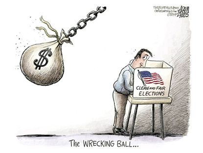 Political cartoon campaign finance election