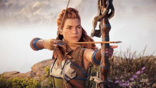 Horizon Zero Dawn Remastered screenshot of Aloy priming her bow