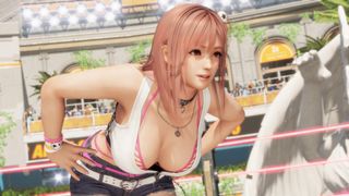 Honoka leans forward suggestively in a screenshot from the Dead or Alive 6 Last Round store page