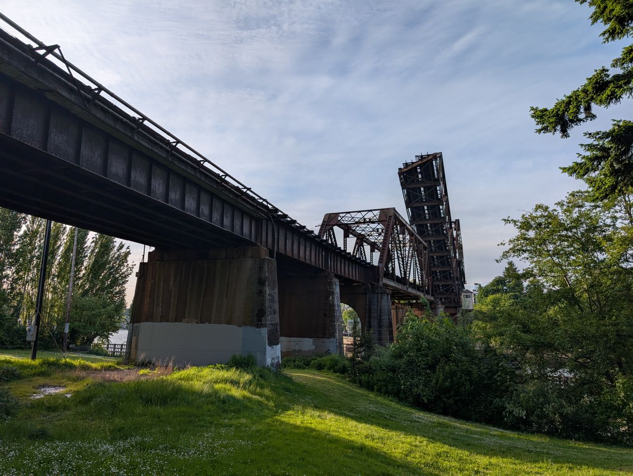 A raised metallic bridge
