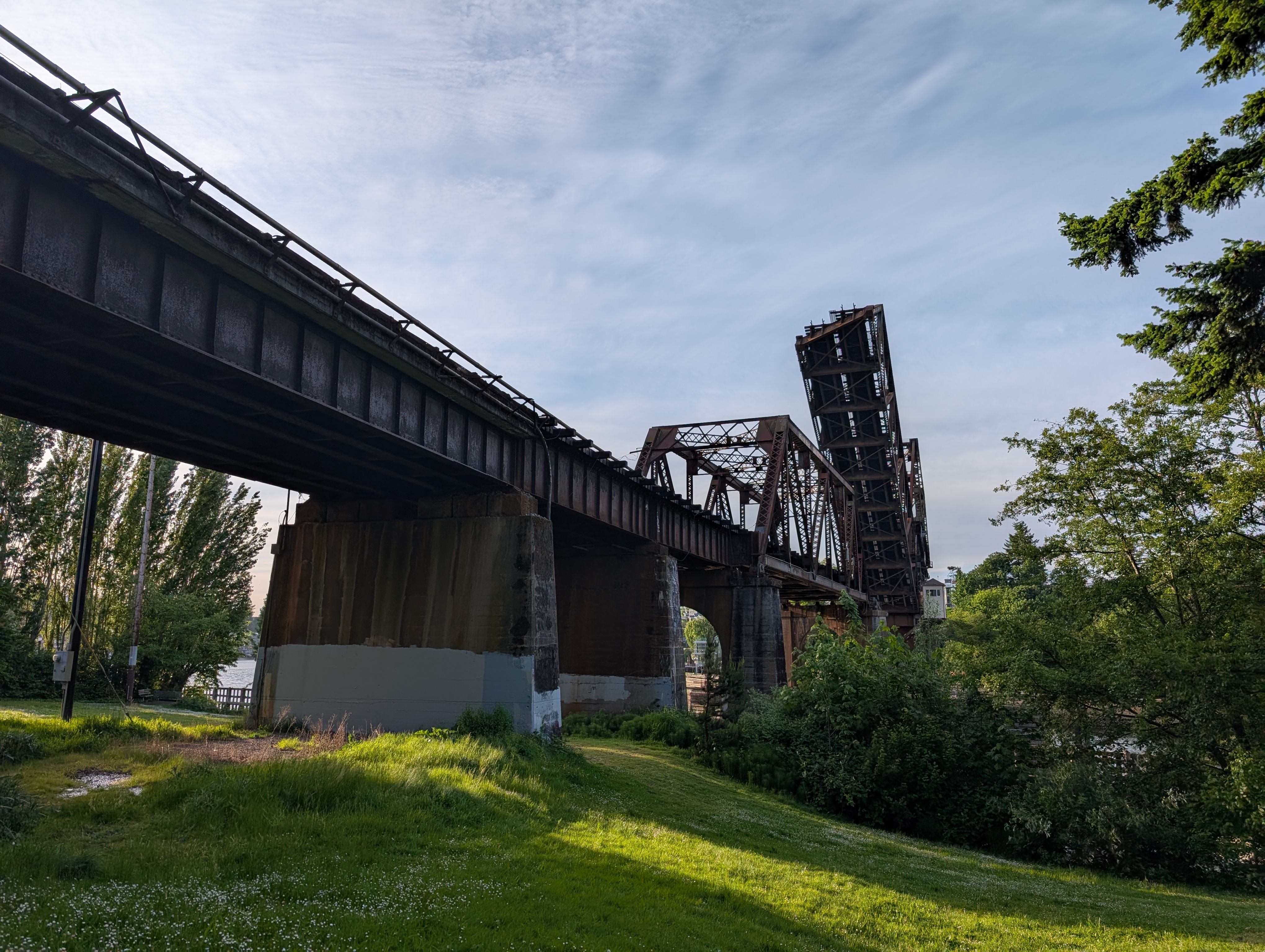 A raised metallic bridge