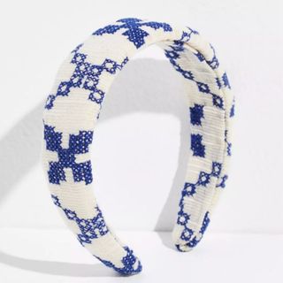 Blue and white padded headband