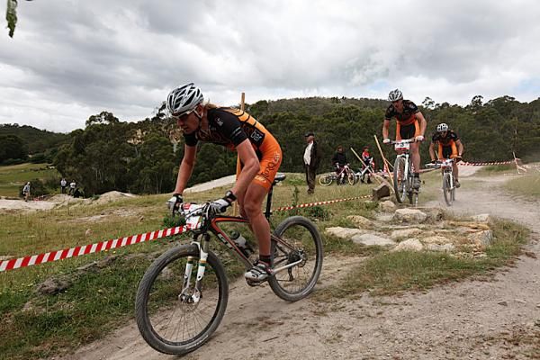 Dan McConnell and Luke Steele race the short track in Tasmania