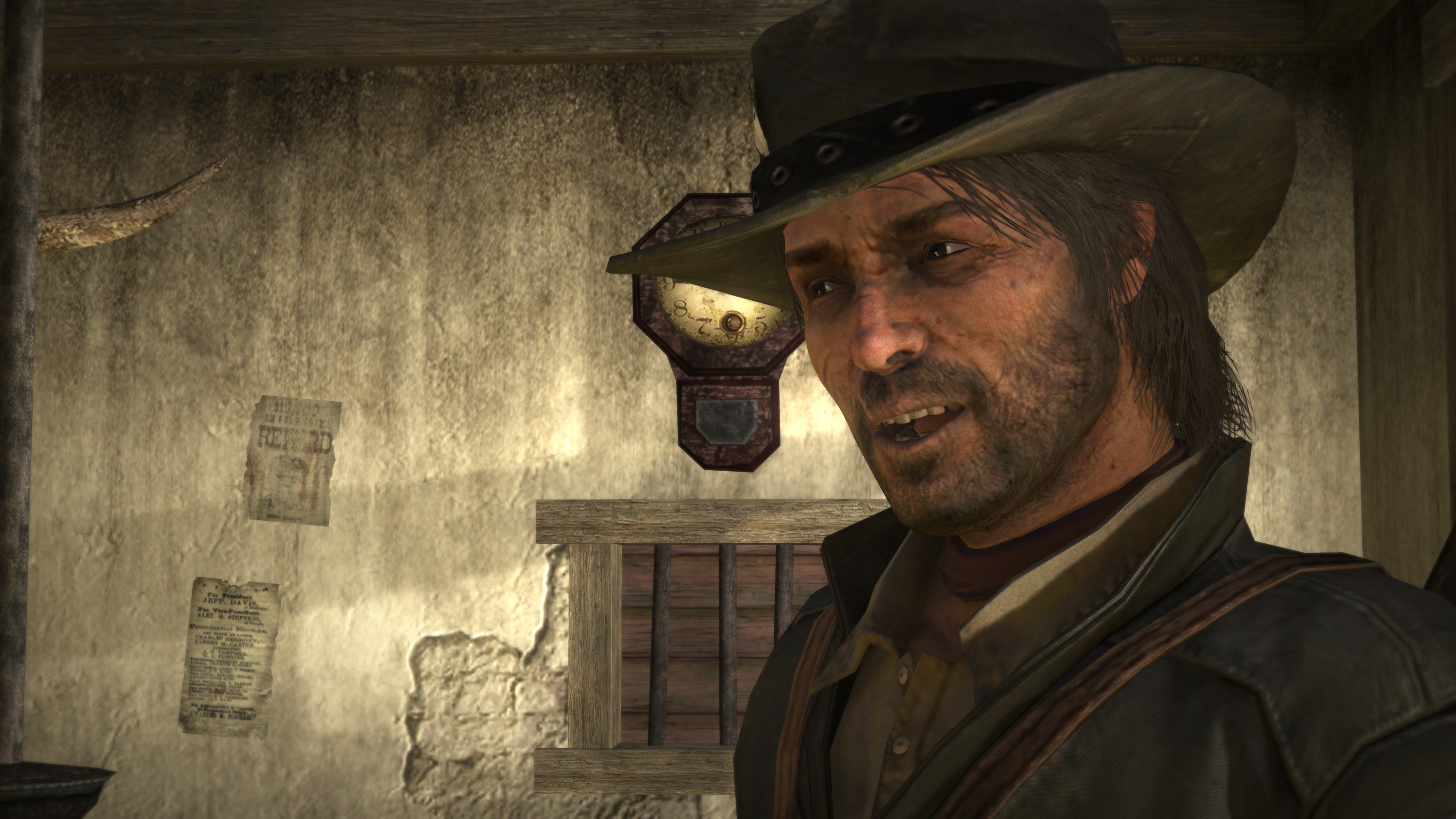 John Marston looks disconcertingly cheery.