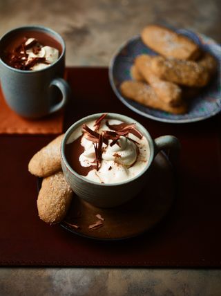 Cinnamon and Orange Hot Chocolate with Quick Cinnamon Biscuit Dippers