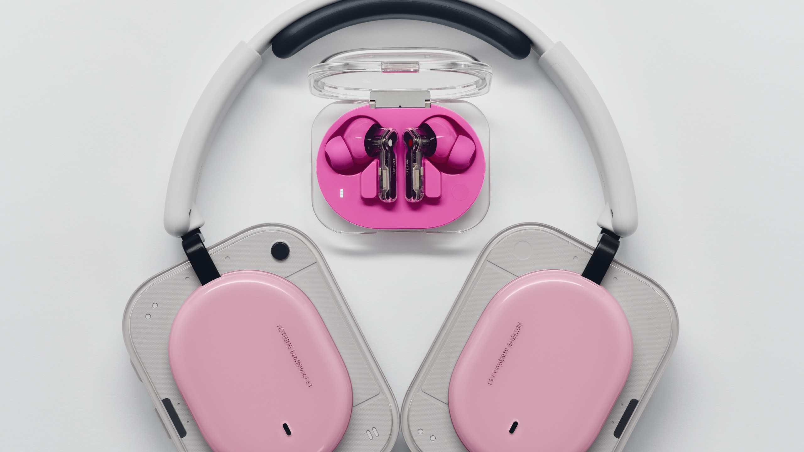 Nothing Ear (3a) and Headphone (a) in pink