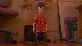 Woody (Tim Allen) returns to Bonnie's room in Toy Story 5.